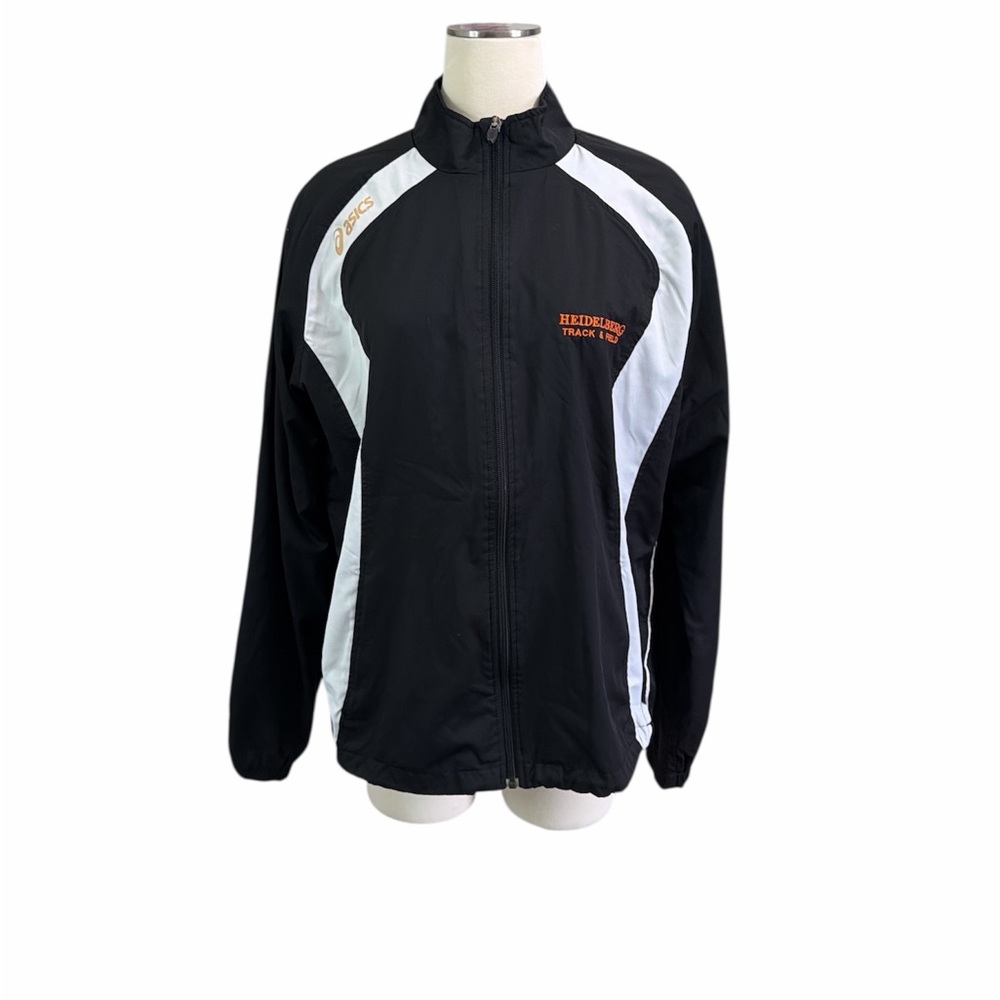 Asics Men’s Heidelberg Track & Field Black and White Jacket with Orange Details